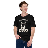 German Shepherd Dog Themed Clothes & Attire - Gifts for GSD K9 Dog Dads & Lovers - Canine Tee Shirts For Humans - Retro GSD Dad T-Shirt - Black