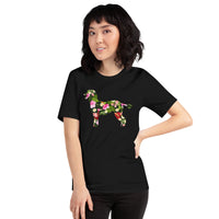 Poodle Dog Themed Clothes & Attire - Funny Canine Tee Shirts For Humans - Gifts for Campers & Dog Lovers - Tropical Floral T-Shirt - Black