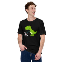 Poodle Dog Themed Clothes & Attire - Funny Canine Tee Shirts For Humans - Gifts for Dog Lovers - Cute Dinosaur Walking A Poodle T-Shirt - Black