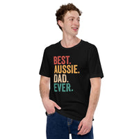 Australian Shepherd Dog Themed Clothes - Canine Tee Shirts For Humans - Gifts for Dog Dads & Lovers - Vintage Best Aussie Dad Ever Tee - Black
