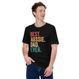 Australian Shepherd Dog Themed Clothes - Canine Tee Shirts For Humans - Gifts for Dog Dads & Lovers - Vintage Best Aussie Dad Ever Tee - Black