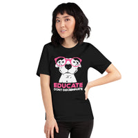 Pit Bull Dog Themed Clothes - Gifts for Bully Dog Lovers - Funny Canine Tee Shirts For Humans - Educate, Don't Discriminate T-Shirt - Black