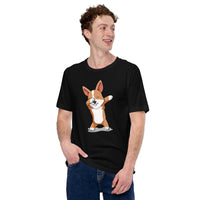 Corgi Dog Themed Clothes & Attire - Gifts for Dog Moms, Dads & Lovers - Funny Canine Tee Shirts For Humans - Cute Puppy Dabbing T-Shirt - Black