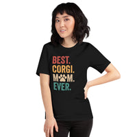 Corgi Dog Themed Clothes, Attire - Gifts for Dog Moms & Lovers - Funny Canine Tee Shirts, Outfit For Humans - Best Corgi Mom Ever Shirt - Black
