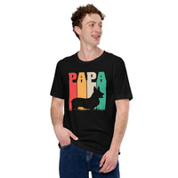 Corgi Dog Themed Clothes & Attire - Gifts for Dog Dads & Lovers - Funny Canine Tee Shirts, Outfit For Humans - Retro Corgi Papa T-Shirt - Black