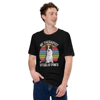 Border Collie Dog Themed Clothes - Canine Tee Shirts For Humans - Gifts for Dog Moms, Dads & Lovers - My Therapist Has Fur & Paws Shirt - Black