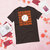 Retro San Francisco Baseball Emblem Fanatic T-Shirt: Gift Ideas for Him & Her, Baseball Enthusiasts & Lovers - Vintage Game Day Tee - Brown, Back