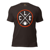Cleveland Football Emblem Fanatic Vintage Graphic T-Shirt - Game Day Shirt - Retro Style, Ideal Gifts for Him & Her, Football Fans - Brown