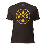 Washington Football Emblem Fanatic Vintage Graphic T-Shirt: Retro Style, Ideal Gifts for Him & Her, Football Fans - Game Day Shirt - Brown