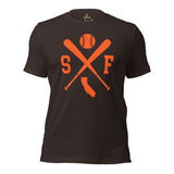 Vintage San Francisco Baseball Emblem Fanatic T-Shirt: Ideal Gifts for Him & Her, Baseball Lovers & Enthusiasts - Retro Game Day Shirt - Brown