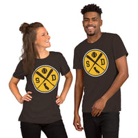 Vintage San Diego Baseball Emblem Fanatic T-Shirt: Gift Ideas for Him & Her, Baseball Lovers & Enthusiasts - Retro Style Game Day Shirt - Brown, Unisex