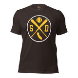 Vintage San Diego Baseball Emblem Fanatic T-Shirt: Gift Ideas for Him & Her, Baseball Enthusiasts & Lovers - Retro Style Game Day Tee - Brown