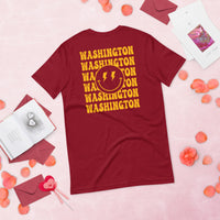 Happy Smiley Face Emoji T-Shirt - Washington Football Fanatic Vintage Graphic Shirt: Gift for Him & Her, Football Fans - Game Day Tee - Cardinal, Back