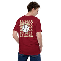 Retro Arizona Baseball Emblem Fanatic T-Shirt: Gift Ideas for Him & Her, Baseball Enthusiasts & Lovers - Vintage Game Day Tee - Cardinal, Back