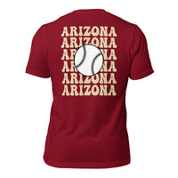 Retro Arizona Baseball Emblem Fanatic T-Shirt: Gift Ideas for Him & Her, Baseball Enthusiasts & Lovers - Vintage Game Day Tee - Cardinal, Back
