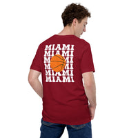 Bday & Christmas Gift Ideas for Basketball Lover, Coach & Player - Senior Night, Game Outfit & Attire - Miami B-ball Fanatic T-Shirt - Cardinal, Back