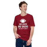 Funny Football Fanatic T-Shirt - She Loves Big Sacks & That Atlanta D Shirt - Ideal Gifts for Football Fans - Game Day Shirt - Cardinal