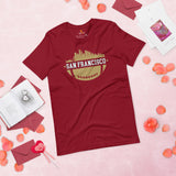 San Francisco Skyline Football Fanatic Vintage Graphic T-Shirt: Gift Ideas for Him & Her, Football Fans - Retro Style Game Day Shirt - Cardinal