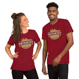 San Francisco Skyline Football Fanatic Vintage Graphic T-Shirt: Gift Ideas for Him & Her, Football Fans - Retro Style Game Day Shirt - Cardinal, Unisex