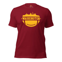 Washington Skyline Football Fanatic Vintage Graphic T-Shirt: Ideal Gift for Him & Her, Football Fans - Retro Style Game Day Shirt - Cardinal