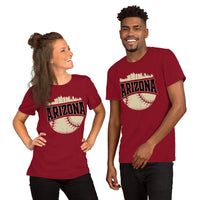 Vintage Arizona Skyline Baseball Fanatic Shirt: Gift Ideas for Him & Her, Baseball Lovers & Enthusiasts - Retro Style Game Day Shirt - Cardinal, Unisex