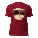 Vintage Arizona Skyline Baseball Fanatic Shirt: Gift Ideas for Him & Her, Baseball Lovers & Enthusiasts - Retro Style Game Day Shirt - Cardinal