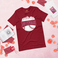 Vintage Los Angeles Skyline Baseball Fanatic Shirt: Gift Ideas for Him & Her, Baseball Lovers & Enthusiasts - Retro Game Day Shirt - Cardinal