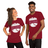 Vintage Los Angeles Skyline Baseball Fanatic Shirt: Gift Ideas for Him & Her, Baseball Lovers & Enthusiasts - Retro Game Day Shirt - Cardinal, Unisex