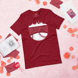 Vintage Washington Skyline Baseball Fanatic Shirt: Gift Ideas for Him & Her, Baseball Lovers & Enthusiasts - Retro Style Game Day Shirt - Cardinal