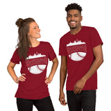 Vintage Washington Skyline Baseball Fanatic Shirt: Gift Ideas for Him & Her, Baseball Lovers & Enthusiasts - Retro Style Game Day Shirt - Cardinal, Unisex