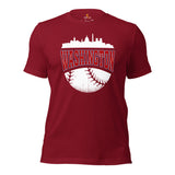 Vintage Washington Skyline Baseball Fanatic Shirt: Gift Ideas for Him & Her, Baseball Lovers & Enthusiasts - Retro Style Game Day Shirt - Cardinal