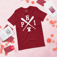 Vintage Philadelphia Baseball Emblem Fanatic T-Shirt: Ideal Gifts for Him & Her, Baseball Lovers & Enthusiasts - Retro Game Day Shirt - Cardinal