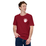 Retro Cincinnati Baseball Emblem Fanatic T-Shirt: Gift Ideas for Him & Her, Baseball Enthusiasts & Lovers - Vintage Game Day Tee - Cardinal, Front