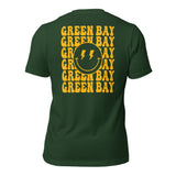 Happy Smiley Face Emoji T-Shirt - Green Bay Football Fanatic Vintage Graphic Shirt: Gift for Him & Her, Football Fans - Game Day Shirt - Forest, Back