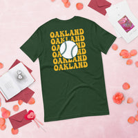Retro Oakland Baseball Emblem Fanatic T-Shirt: Gift Ideas for Him & Her, Baseball Enthusiasts & Lovers - Vintage Game Day Shirt - Forest, Back