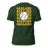 Retro Oakland Baseball Emblem Fanatic T-Shirt: Gift Ideas for Him & Her, Baseball Enthusiasts & Lovers - Vintage Game Day Shirt - Forest, Back