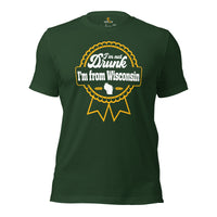 Green Bay Football Fanatic Vintage Graphic T-Shirt: Gift for Football Fans - Game Day Shirt - I'm Not Drunk I'm From Wisconsin Shirt - Forest