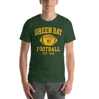 Green Bay Est.1919 T-Shirt - Football Fanatic Vintage Graphic Shirt: Retro Style, Ideal Gifts for Football Fans - Game Day Shirt - Forest, Men