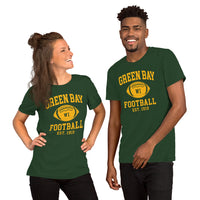 Green Bay Est.1919 T-Shirt - Football Fanatic Vintage Graphic Shirt: Retro Style, Ideal Gifts for Football Fans - Game Day Shirt - Forest, Unisex