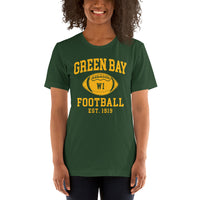 Green Bay Est.1919 T-Shirt - Football Fanatic Vintage Graphic Shirt: Retro Style, Ideal Gifts for Football Fans - Game Day Shirt - Forest, Women