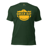 Green Bay Skyline Football Fanatic Vintage Graphic T-Shirt: Gift Ideas for Him & Her, Football Fans - Retro Style Game Day Shirt - Forest