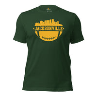 Jacksonville Skyline Football Fanatic Vintage Graphic T-Shirt: Gift Ideas for Him & Her, Football Fans - Retro Style Game Day Shirt - Forest