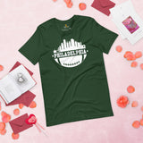 Philadelphia Skyline Football Fanatic Vintage Graphic T-Shirt: Gift Ideas for Him & Her, Football Fans - Retro Style Game Day Shirt - Forest