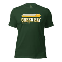 Green Bay, Wisconsin Football Fanatic Vintage Graphic Shirt: Gift Ideas for Him & Her, Football Fans - Retro Style Game Day Shirt - Forest