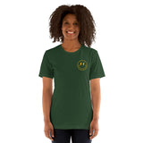 Happy Smiley Face Emoji T-Shirt - Green Bay Football Fanatic Vintage Graphic Shirt: Gift for Him & Her, Football Fans - Game Day Shirt - Forest, Women, Front