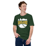 Vintage Oakland Skyline Baseball Fanatic Shirt: Gift Ideas for Him & Her, Baseball Lovers & Enthusiasts - Retro Style Game Day Shirt - Forest