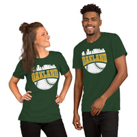 Vintage Oakland Skyline Baseball Fanatic Shirt: Gift Ideas for Him & Her, Baseball Lovers & Enthusiasts - Retro Style Game Day Shirt - Forest, Unisex