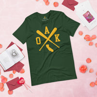 Vintage Oakland Baseball Emblem Fanatic T-Shirt: Ideal Gifts for Him & Her, Baseball Lovers & Enthusiasts - Retro Style Game Day Shirt - Forest