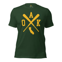 Vintage Oakland Baseball Emblem Fanatic T-Shirt: Ideal Gifts for Him & Her, Baseball Lovers & Enthusiasts - Retro Style Game Day Shirt - Forest