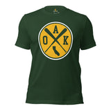 Vintage Oakland Baseball Emblem Fanatic T-Shirt: Gift Ideas for Him & Her, Baseball Lovers & Enthusiasts - Retro Style Game Day Shirt - Forest